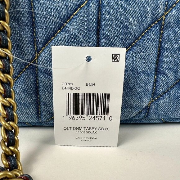Blue Quilted Chain Shoulder Bag - Picture 10 of 14